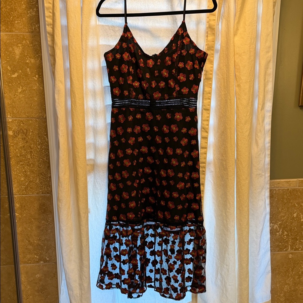 Jack by BB Dakota Black and Red Floral Midi Dress